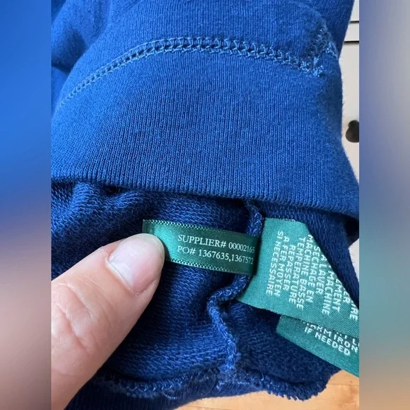 LRL Lauren Jeans‎ Women's Navy Blue Hoodie 100% cotton 1X size Lace V Neck top - Picture 5 of 17